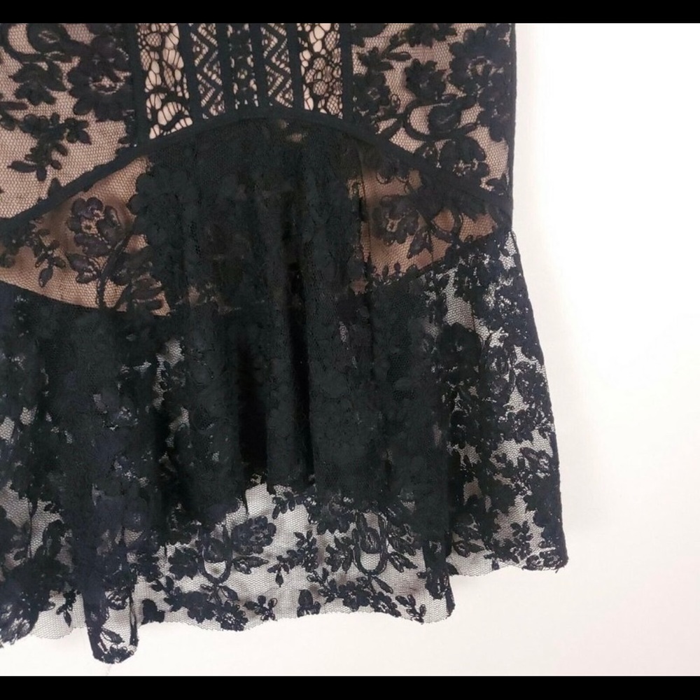 Three Floor Nude & Black Lacey Midi Skirt